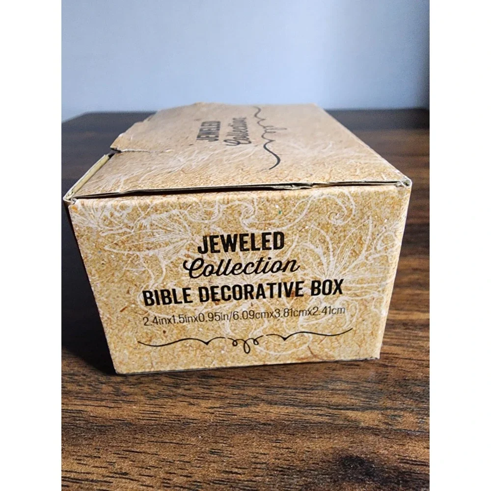 Bible With Cross Metal Enameled Rhinestone Hinged Mini‎ 3